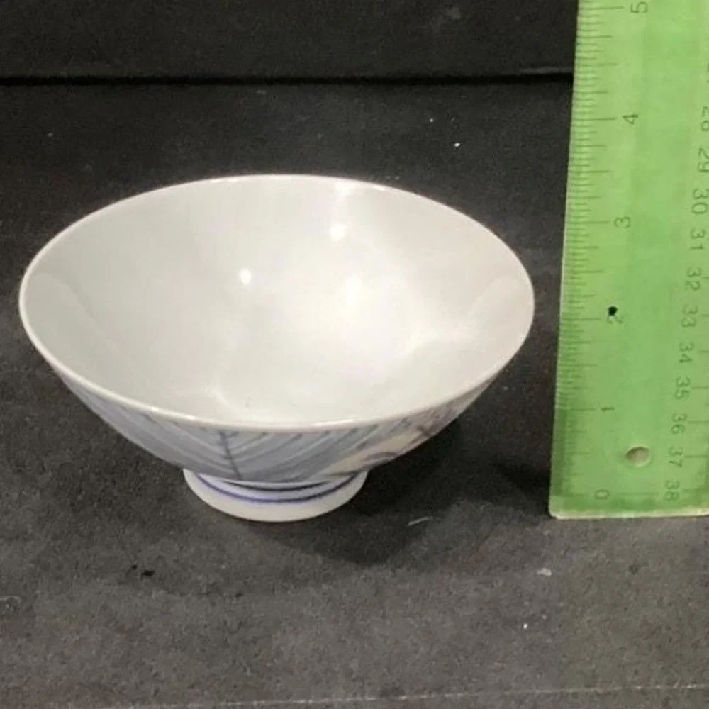 Pier 1 Imports Floral Porcelain Rice Bowls, Set of 2, Vintage Footed Asian-Style